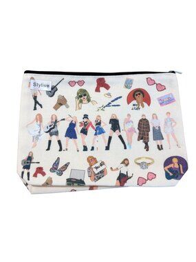 Swiftie Canvas Zipper Pouch Taylor Swift Concert Outfits Drawings 10x7.5"